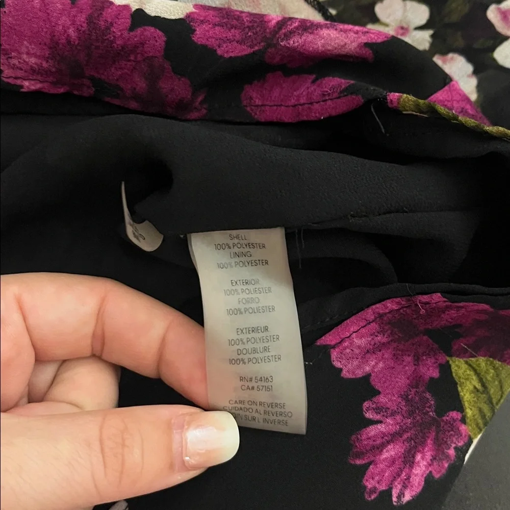 Calvin Klein Floral‎ Black and Pink Ruffle Sleeve Blouse Size 1X - Picture 7 of 8